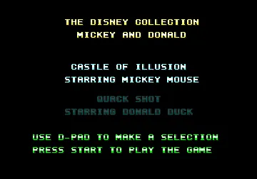 Disney Collection, The - QuackShot Starring Donald Duck + Castle of Illusion Starring Mickey Mouse (Europe) screen shot title